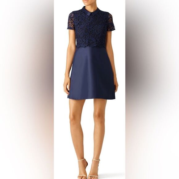 ERIN Erin Fetherston Elegant Navy Lace detailed Dress US12